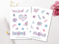 Preview: Lila Blumen Sticker Set